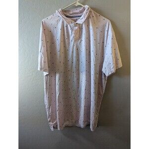 Amble Mens Golf Polo Sz XXL Pink Floral Polka Dot Performance Stretch‎ Shirt